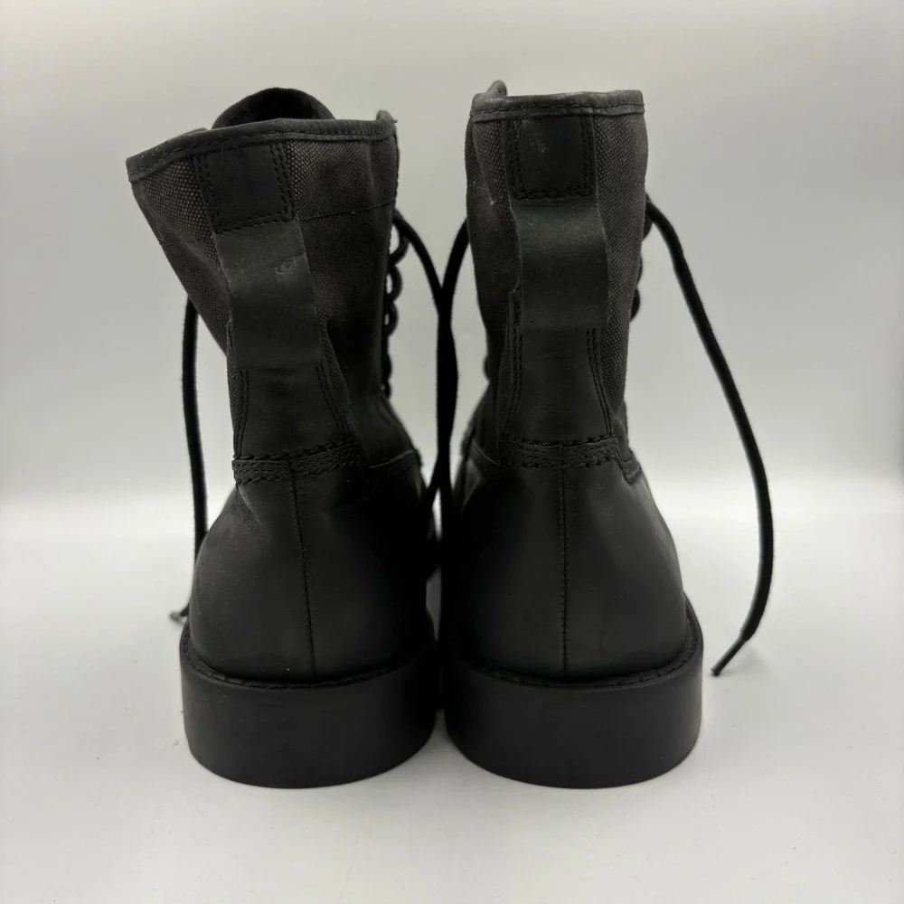 American Eagle Canvas Leather Combat Boots Mens 11 Black Excellent Wedge Sole